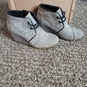 Black and White Tom Booties with gold colored speckles